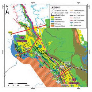 Mapa geológico simplificado de la cuenca de Ene, Sistema Subandino peruano.