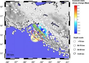 Cambios en la tensión estática de Coulomb asociados al terremoto de Chiapas.