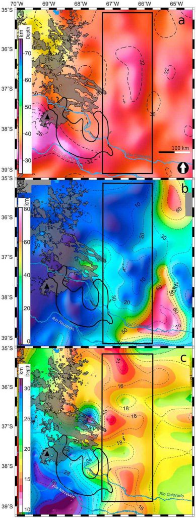 Estado térmico y flexural del sector sur de Payenia y su relación con la topografía del Moho.