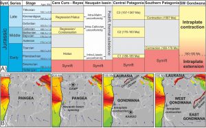 La correlación de eventos detectados en el depocentro Cara Cura – Reyes con el resto de Gondwana Suroccidental indicaría una evolución tectónica común condicionada por el movimiento absoluto del supercontinente.